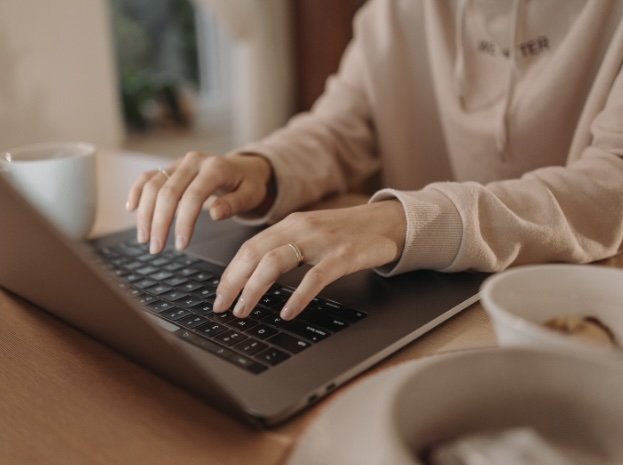 Female using a laptop